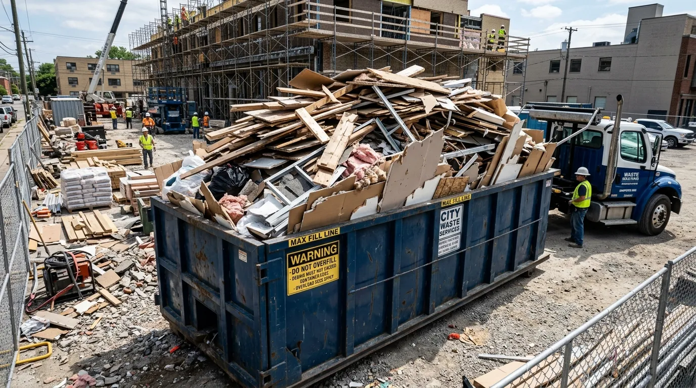 overfilled dumpster