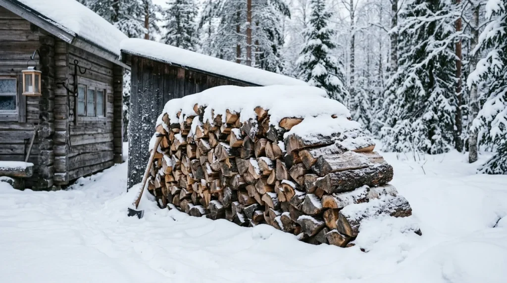 firewood in snow